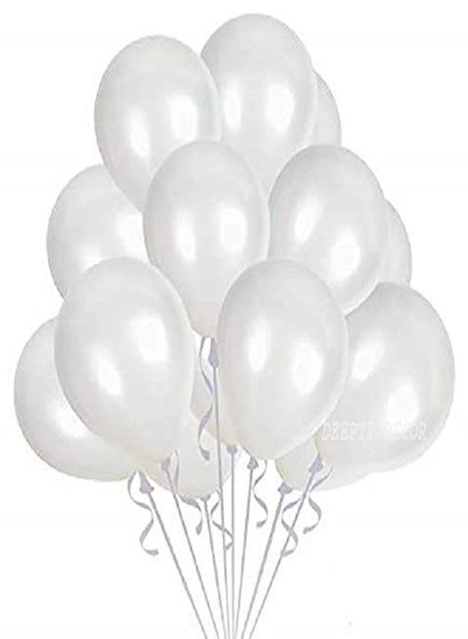 DEEPTI DECOR 100 Pcs White Color Latex Super Metallic HD Balloons 12" Inch Best For Theme Party Decoration, Happy Birthday Party Supplies , Wedding, Anniversary, Office Party Purpose, House party - Image 3